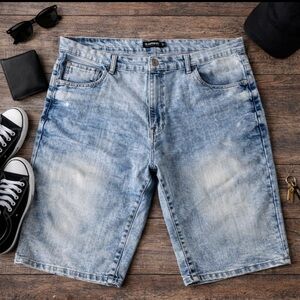 Southpole Blue Jean Shorts Slim Acid Wash Stretch Baggy Y2K Streetwear 42x12